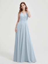 V-neck Bridesmaid Dress with Cross Back Mist