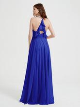 V-neck Bridesmaid Dress with Cross Back Royal Blue