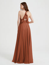 V-neck Bridesmaid Dress with Cross Back Rust