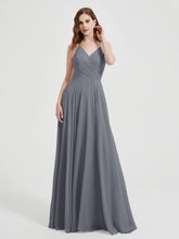 V-neck Bridesmaid Dress with Cross Back Steel Grey
