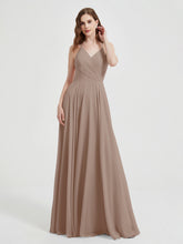 V-neck Bridesmaid Dress with Cross Back Taupe