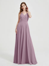 V-neck Bridesmaid Dress with Cross Back Vintage Mauve