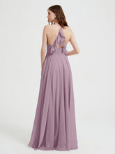 V-neck Bridesmaid Dress with Cross Back Vintage Mauve