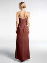 V-neck Chiffon Simple Dress with Spaghetti Straps Terracotta