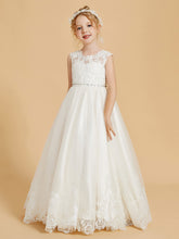 Elegant Sleeveless Flower Girl Dresses with Lace Applique