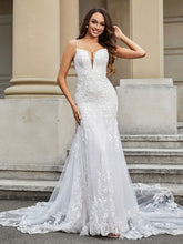 Lace Mermaid Chapel Train Wedding Dress Ivory