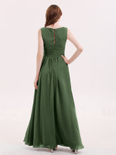 Lace and Chiffon v-NECK Dress with Slit Olive Green