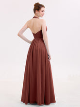 Long Chiffon Dresses with V Neckline Terracotta