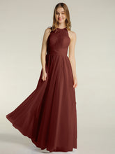 Halter Full Length Tulle Bridesmaid Dress Terracotta