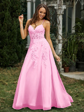 Sweetheart Appliqued Beaded Sweep Train Dress Candy Pink