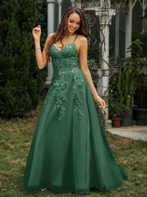 Sweetheart Appliqued Beaded Sweep Train Dress Dark Green