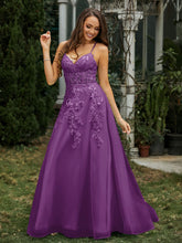 Sweetheart Appliqued Beaded Sweep Train Dress Grape