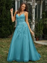 Sweetheart Appliqued Beaded Sweep Train Dress Jade