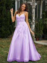 Sweetheart Appliqued Beaded Sweep Train Dress Lilac