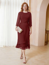 Tea-Length Chiffon Dress With Jacket Burgundy