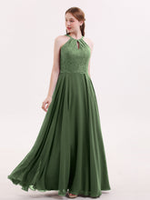 Open Back Chiffon and Lace Sexy Gowns Olive Green