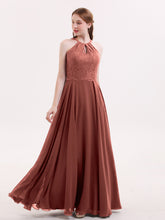 Open Back Chiffon and Lace Sexy Gowns Terracotta