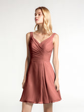 Short Chiffon V Neckline Bridesmaid Gowns Terracotta