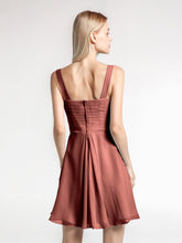 Short Chiffon V Neckline Bridesmaid Gowns Terracotta