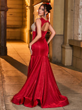 Sparkling Rhinestone-Adorned Mermaid Prom Dress Burgundy