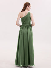 One Shoulder Chiffon Dress for Bridesmaids Olive Green