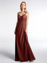Double Straps Cross Back Chiffon Full Dress Terracotta