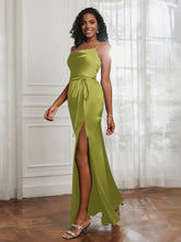 Square Neckline Floor-length Dress With Belt Clover