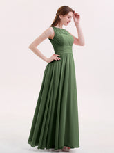 Full Length Dress with ILLusion NECK Olive Green