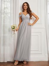 Off-the-shoulder Ruched Tulle A-line Dress Silver