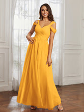 Off-the-shoulder Ruched Tulle A-line Dress Tangerine