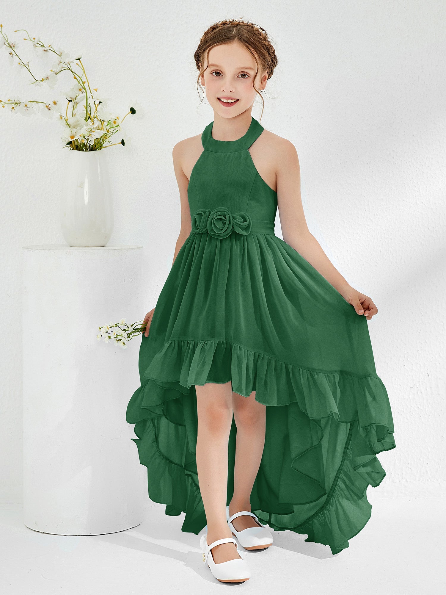 Asymmetrical Junior Bridesmaid Dresses with Flower Vintage Mauve