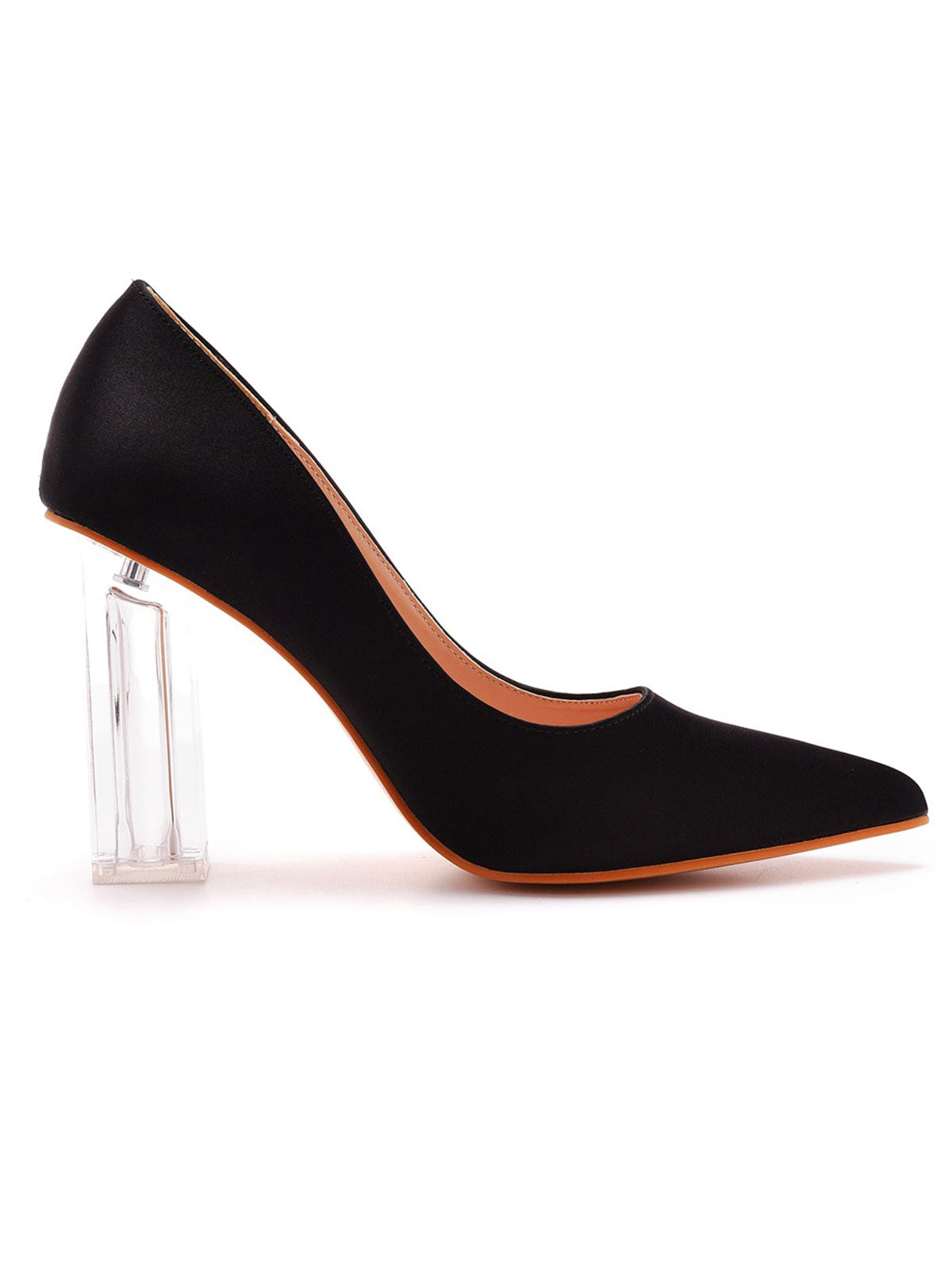 Black clear chunky heel best sale