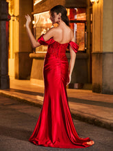 Off-the-shoulder Mermaid Prom Dress Burgundy