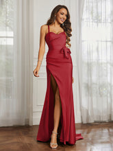 Sweetheart Neckline Lace-up Pleated Dress With Belt Burgundy