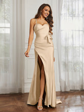 Sweetheart Neckline Lace-up Pleated Dress With Belt Peach