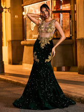 Radiant Rhinestone-Adorned Mermaid Prom Dress Dark Green