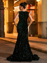 Radiant Rhinestone-Adorned Mermaid Prom Dress Dark Green