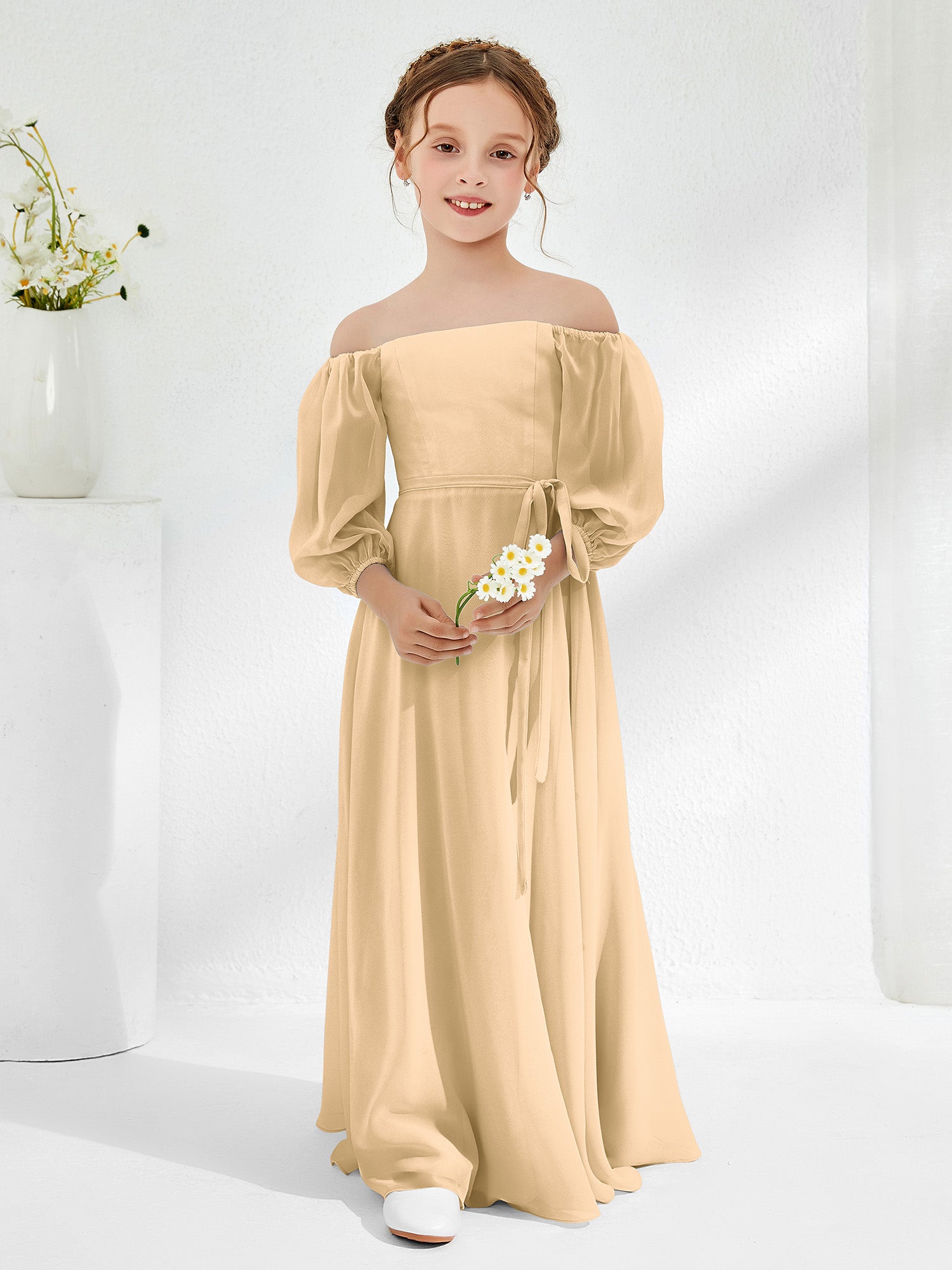 Strapless Junior Bridesmaid Dresses with Sash Dusty Blue