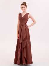 A-line Chiffon Open Back Dress With V-Neck Terracotta