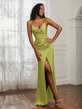 V-Neck Floor-Length Satin Prom Dress Clover