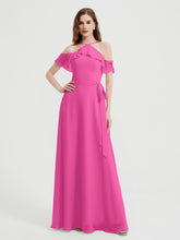 Y Neck Chiffon Dress with Ruffles Sleeves Azalea