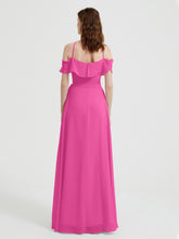 Y Neck Chiffon Dress with Ruffles Sleeves Azalea