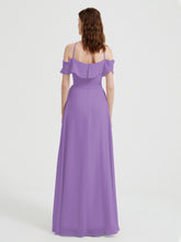 Y Neck Chiffon Dress with Ruffles Sleeves Tahiti