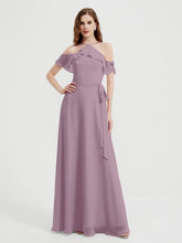 Y Neck Chiffon Dress with Ruffles Sleeves Vintage Mauve