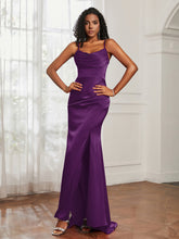 Cowl Neck Mermaid Satin Prom Dress Grape