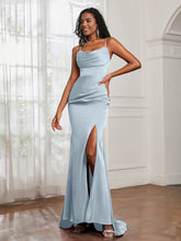 Cowl Neck Mermaid Satin Prom Dress Mist