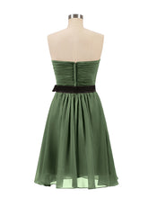 Sweethart Neck Short Bridemaid Dresses Olive Green
