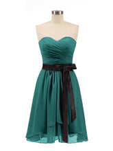 Sweethart Neck Short Bridemaid Dresses Peacock