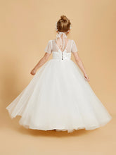 Tulle Elegance: Flower Girl Dresses with Button Embellishments