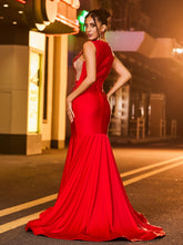 Charming Gleaming Rhinestone-Encrusted Mermaid Prom Dress Burgundy